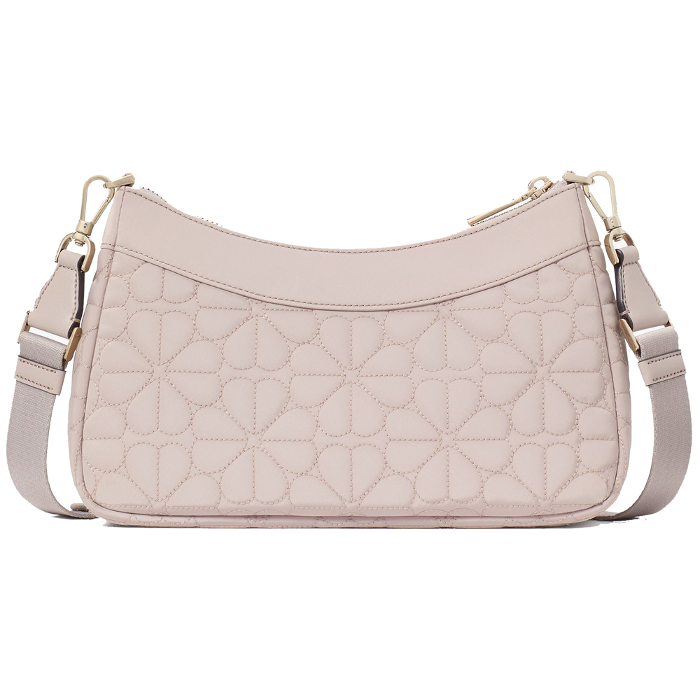 Kate Spade Spade Flower Quilted Fabric Convertible Crossbody Cozy Grey # KK077