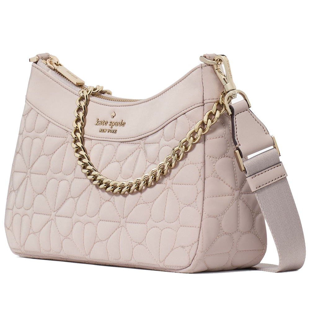 Kate Spade Spade Flower Quilted Fabric Convertible Crossbody Cozy Grey # KK077