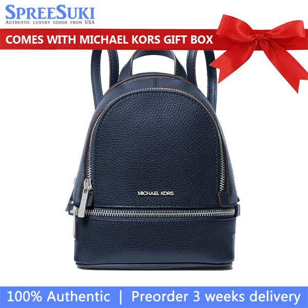 Michael Kors Rhea Extra-Small Pebbled Leather Backpack Navy # 35T5SRAB0L