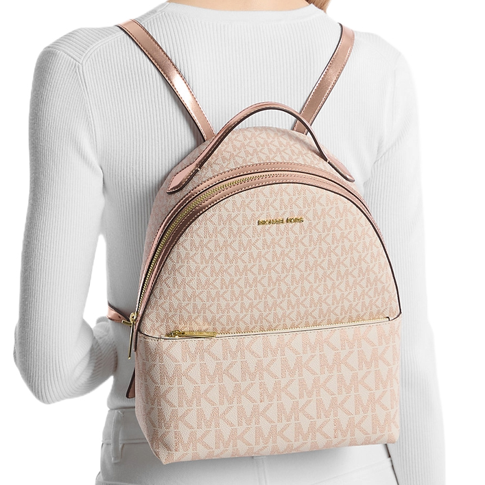 Michael Kors Sheila Medium Two-Tone Signature Logo Backpack Rose Gold # 35F4G6HB6M