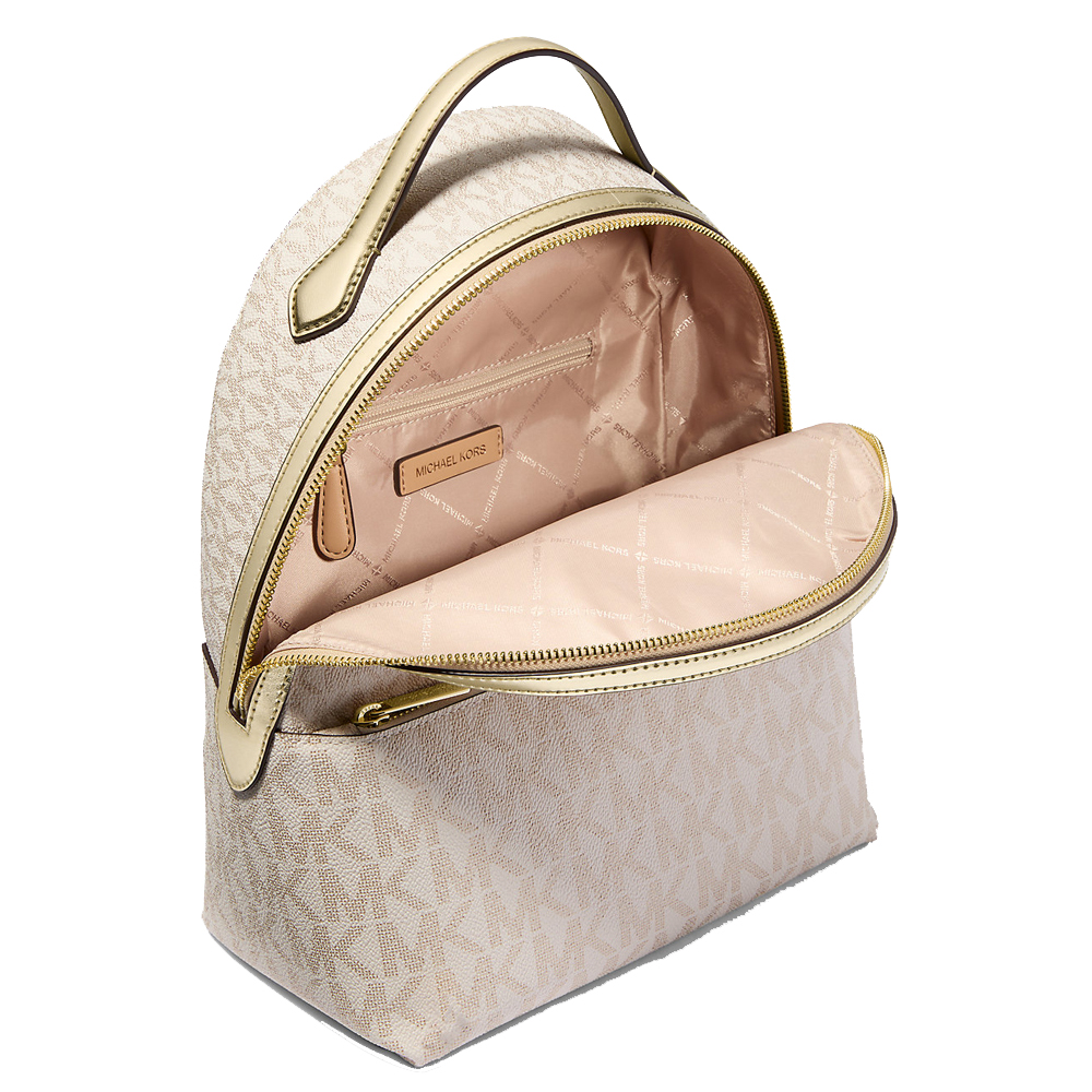 Michael Kors Sheila Medium Two-Tone Signature Logo Backpack Pale Gold # 35F4G6HB6M