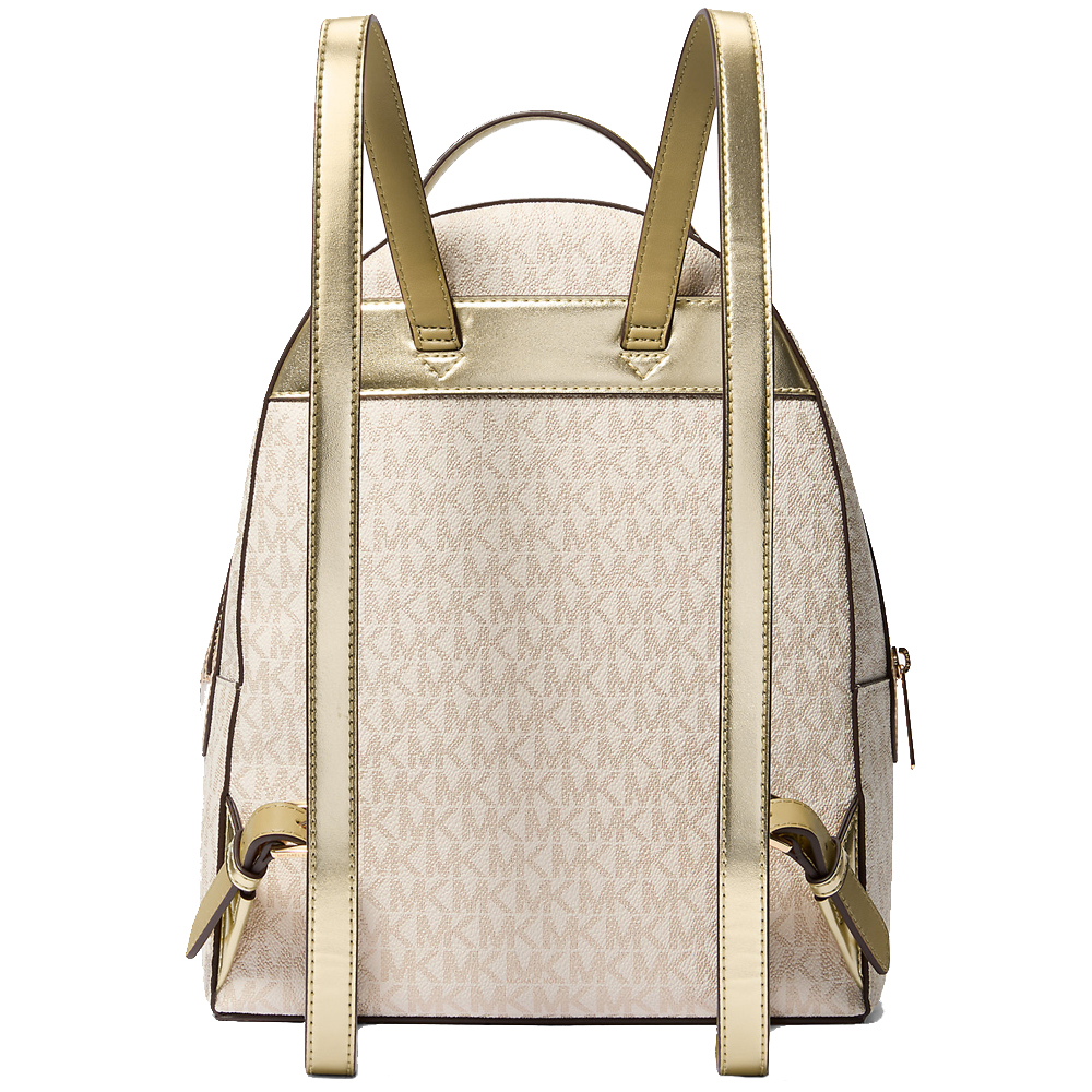 Michael Kors Sheila Medium Two-Tone Signature Logo Backpack Pale Gold # 35F4G6HB6M