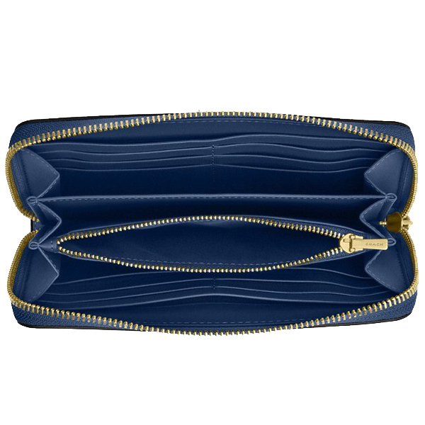 Coach Long Wallet Long Zip Around Wallet Deep Blue # C4451
