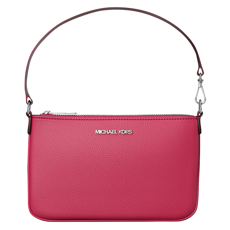 Michael Kors Jet Set Small Pebbled Leather Convertible Wristlet Dk Raspberry # 35S5STVW5L