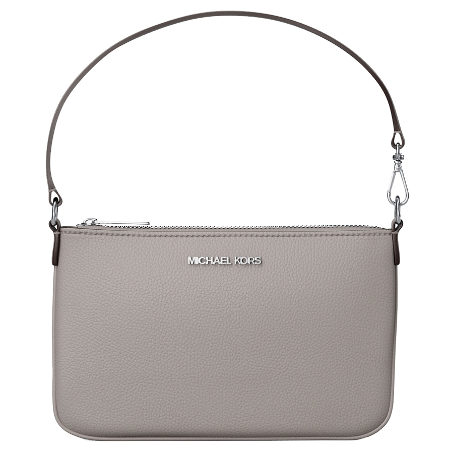 Michael Kors Jet Set Small Pebbled Leather Convertible Wristlet Pearl Grey # 35S5STVW5L
