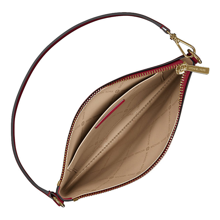 Michael Kors Jet Set Small Pebbled Leather Convertible Wristlet Cherry # 35S5GTVW5L