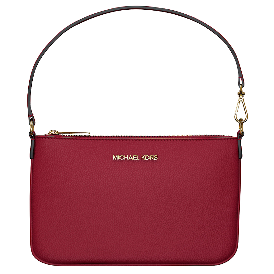 Michael Kors Jet Set Small Pebbled Leather Convertible Wristlet Cherry # 35S5GTVW5L