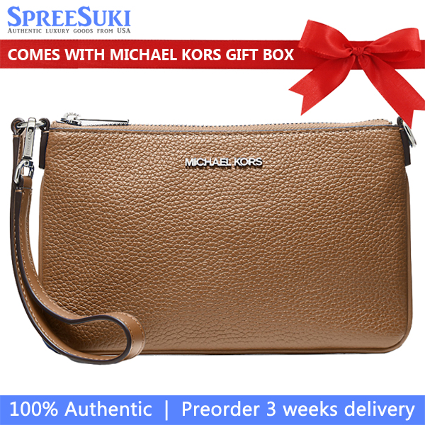 Michael Kors Jet Set Small Pebbled Leather Convertible Wristlet Driftwood # 35S5STVW5L