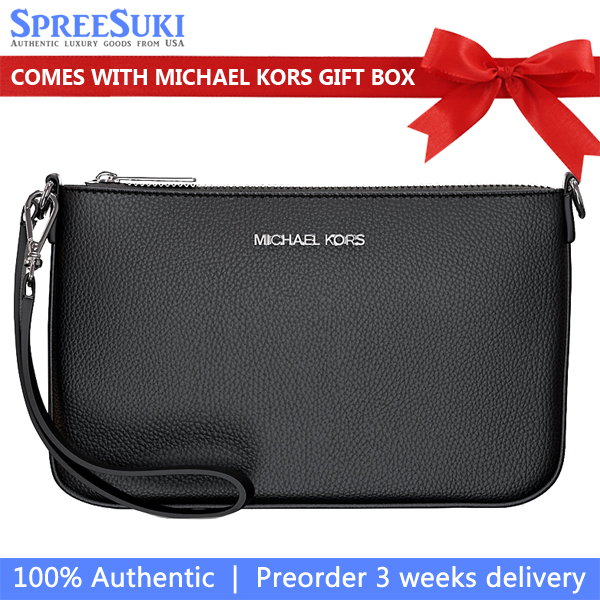 Michael Kors Jet Set Small Pebbled Leather Convertible Wristlet Black # 35S5STVW5L