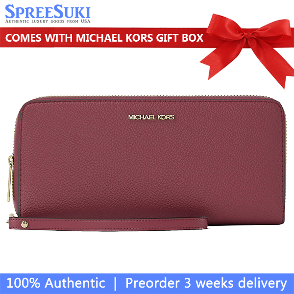 Michael Kors Long Wallet Jet Set Continental Wristlet Wallet Cherry # 35T7GTVE7L