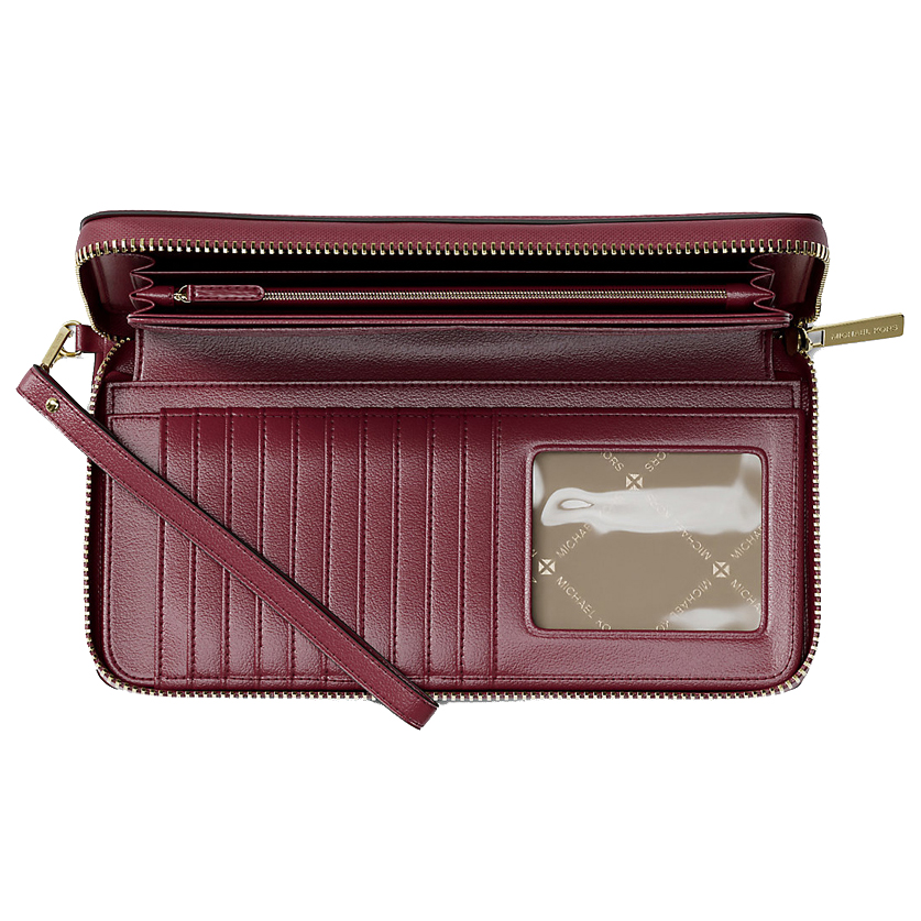Michael Kors Long Wallet Jet Set Continental Wristlet Wallet Cherry # 35T7GTVE7L