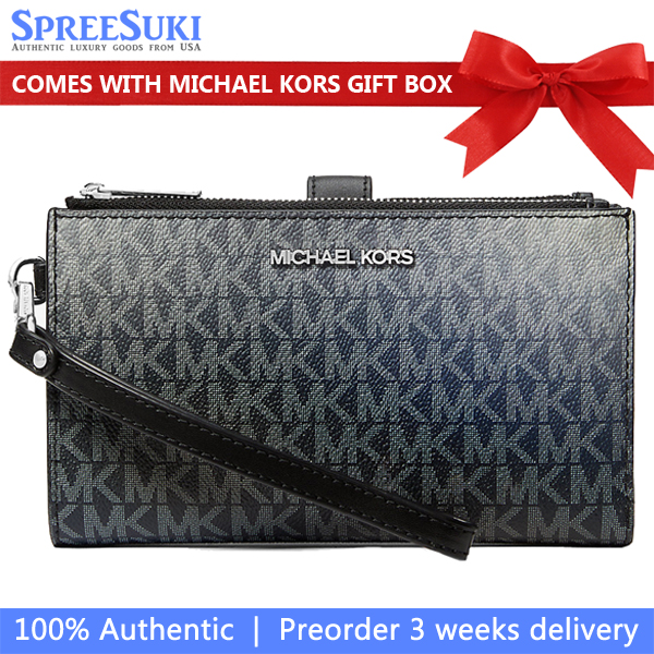 Michael Kors Jet Set Large Ombré Signature Logo Wristlet Black Combo # 35F5STVW3B