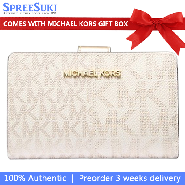 Michael Kors Jet Set Medium Metallic Logo Wallet Pale Gold # 35F4GTVF6M