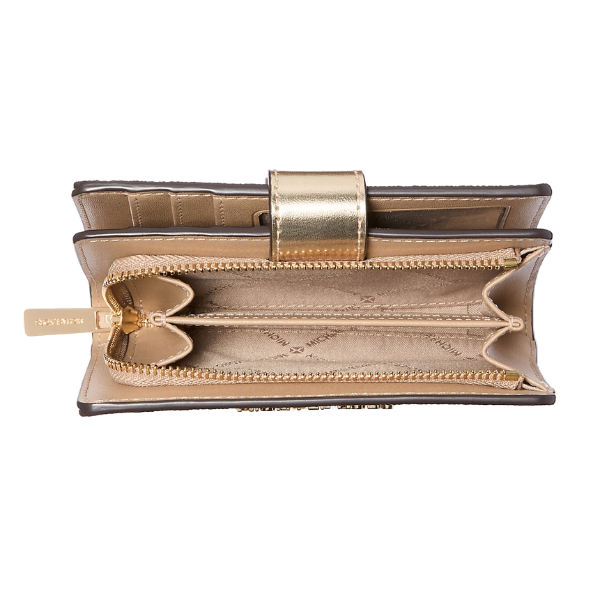 Michael Kors Jet Set Medium Metallic Logo Wallet Pale Gold # 35F4GTVF6M