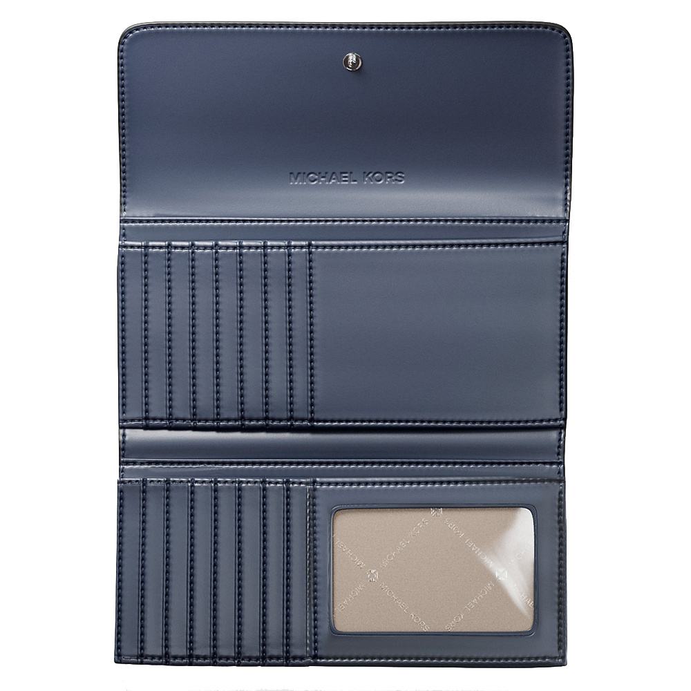 Michael Kors Jet Set Travenuel Signature Logo Tri-Fold Wallet Admirl Multi # 35S5STVF3B