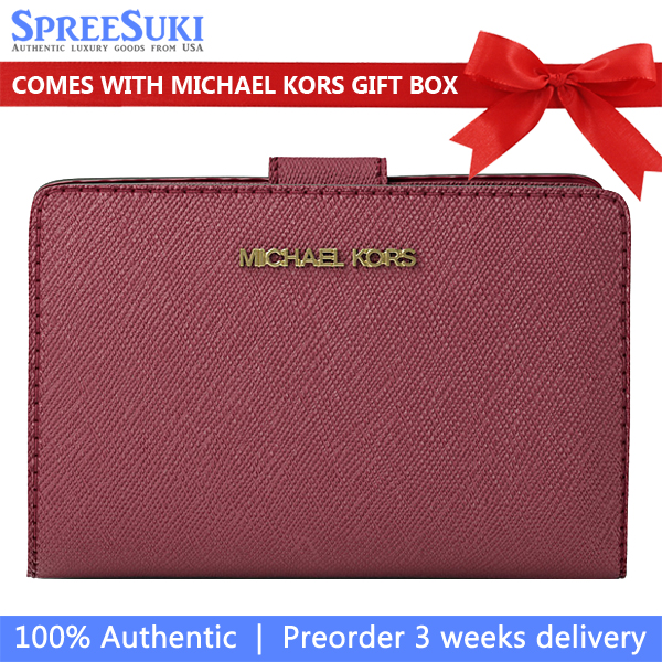 Michael Kors Medium Wallet Jet Set Travel Zip Coin Wallet Cherry # 35F7GTVF2L