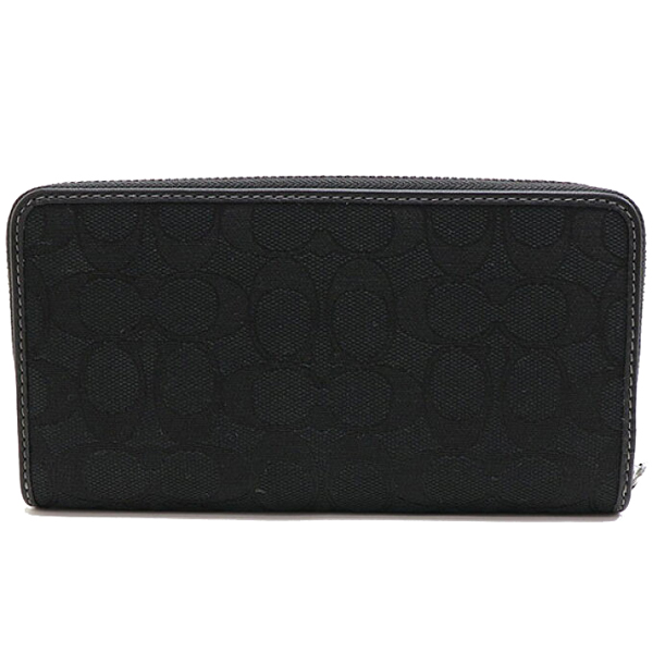 Coach Long Zip Around Wallet In Signature Jacquard Silver Black # CU150