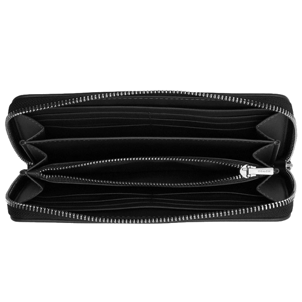 Coach Long Zip Around Wallet In Signature Jacquard Silver Black # CU150