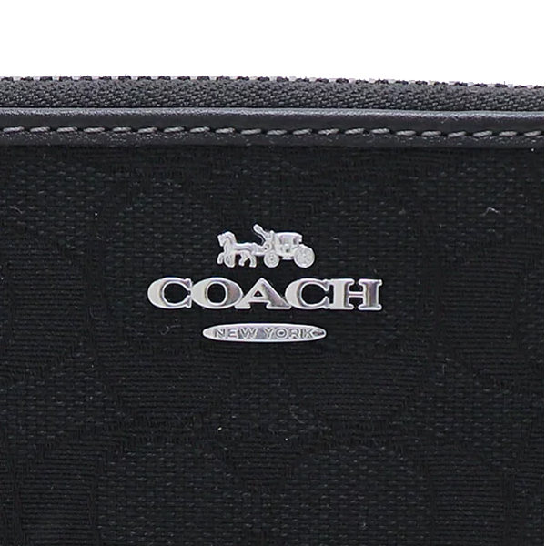 Coach Long Zip Around Wallet In Signature Jacquard Silver Black # CU150