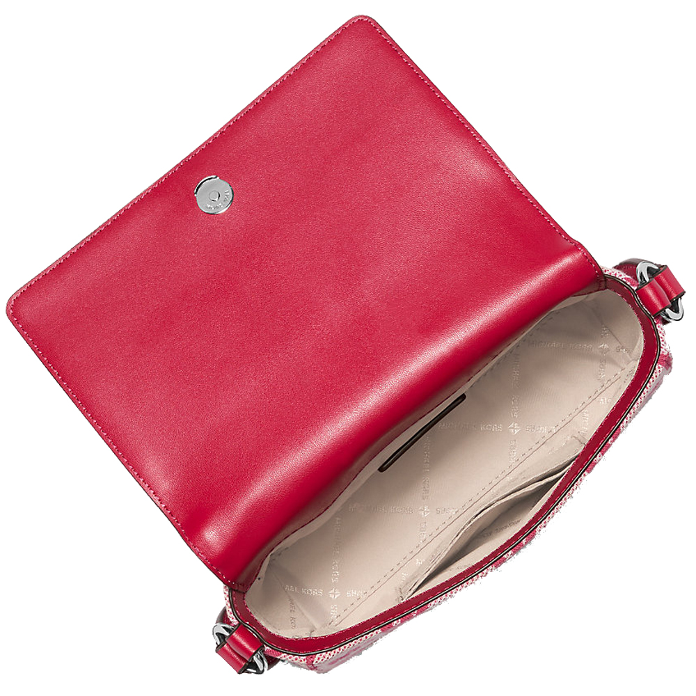 Michael Kors Vincent Small Logo Jacquard Crossbody Bag With Card Case Dark Raspberry # 35T5S2VC5J