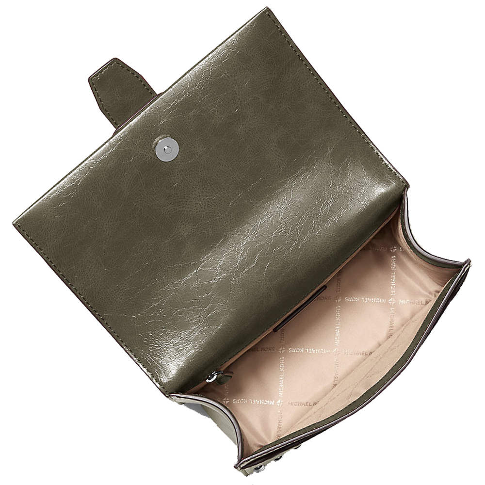 Michael Kors Greenwich Small Studded Distressed Crossbody Bag Olive # 35F5SGRC1Y