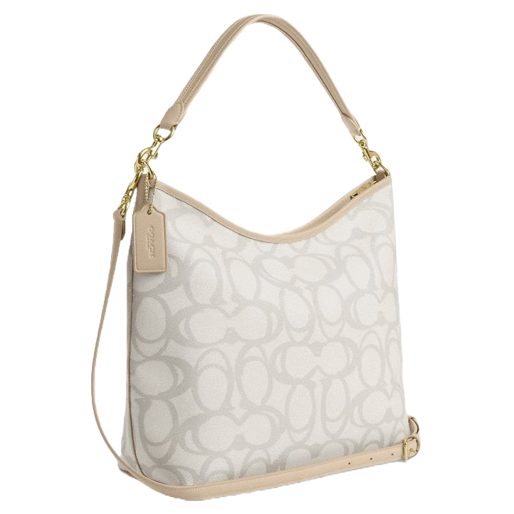 Coach Laurel Large Shoulder Bag In Sketch Signature Canvas Ivory # CBH88