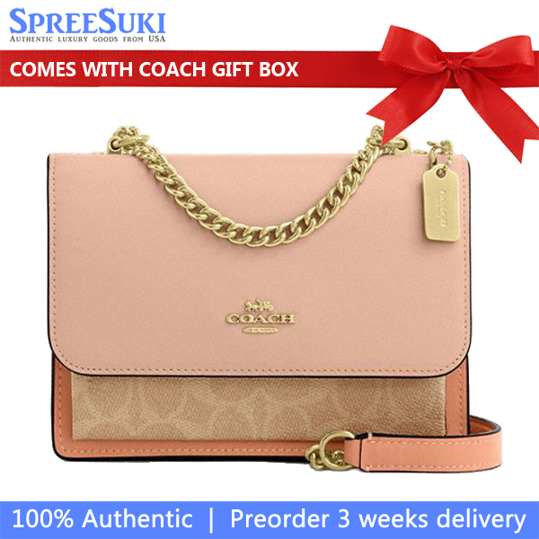 Coach Mini Klare Crossbody Bag In Colorblock Signature Canvas Cream Sand # CBI96