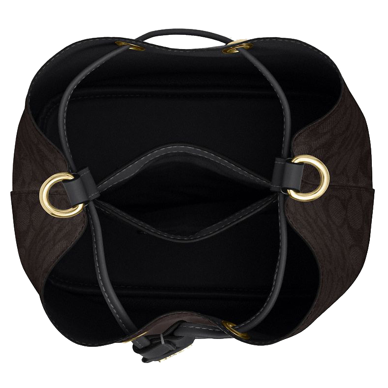Coach Rowan Bucket Bag In Signature Canvas Walnut Black # CBH07