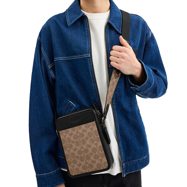 Coach Sullivan Crossbody In Signature Canvas Qb Tan Black # CAT78