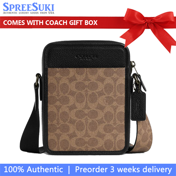 Coach Sullivan Crossbody In Signature Canvas Qb Tan Black # CAT78