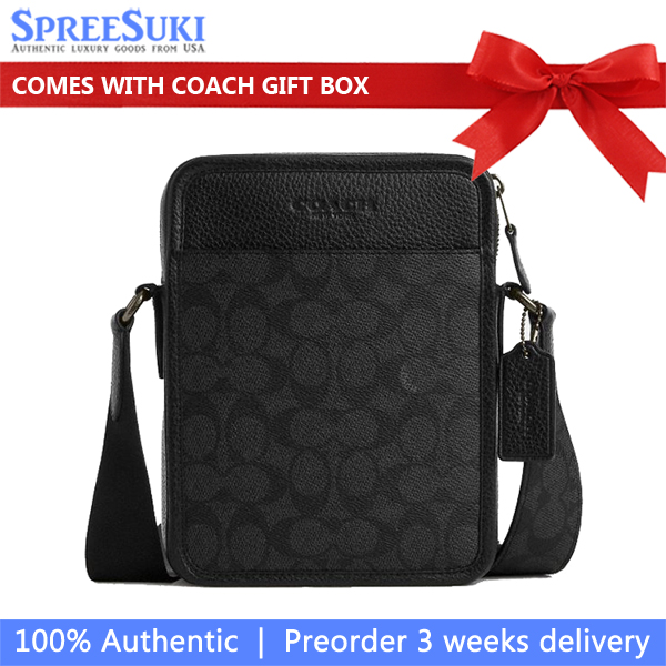 Coach Sullivan Crossbody In Signature Canvas Gunmetal Charcoal Black # CAT78