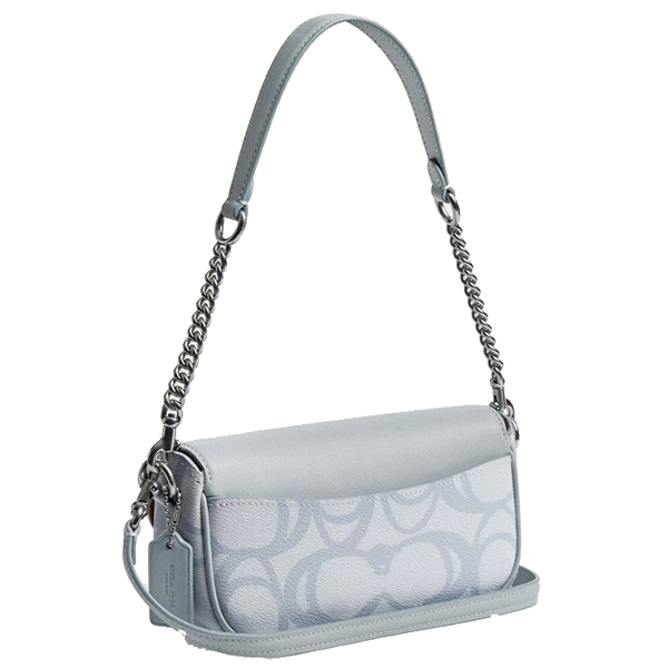 Coach Hailey Flap Bag In Sketch Signature Canvas Silver Ice Blue # CBJ18