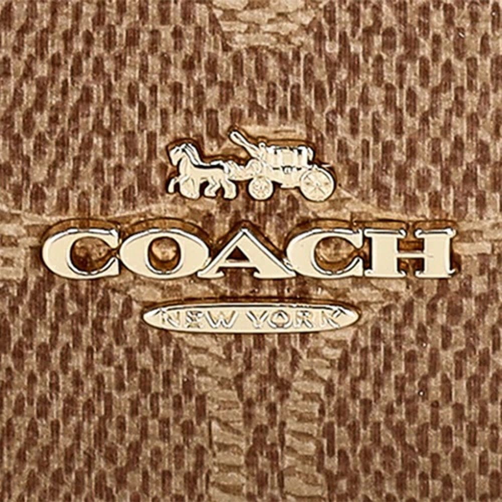 Coach Zip Card Case Signature Card Holder Tan Black # CW883
