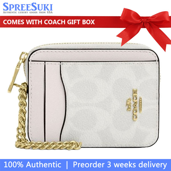 Coach Zip Card Case Signature Card Holder White Chalk # CW883