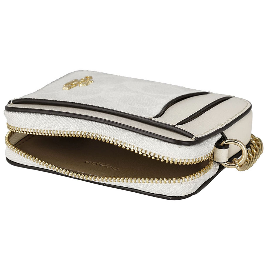 Coach Zip Card Case Signature Card Holder White Chalk # CW883