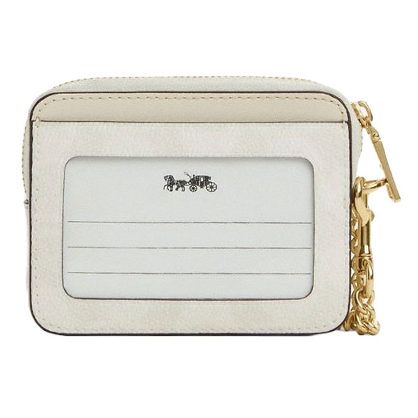 Coach Zip Card Case Signature Card Holder White Chalk # CW883