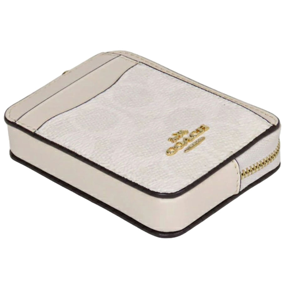Coach Zip Card Case Signature Card Holder White Chalk # CW883