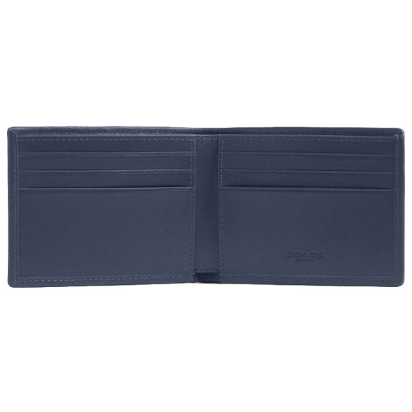 Coach Men Slim Billfold Wallet In Signature Canvas Jacquard Washed Chambray # CU888