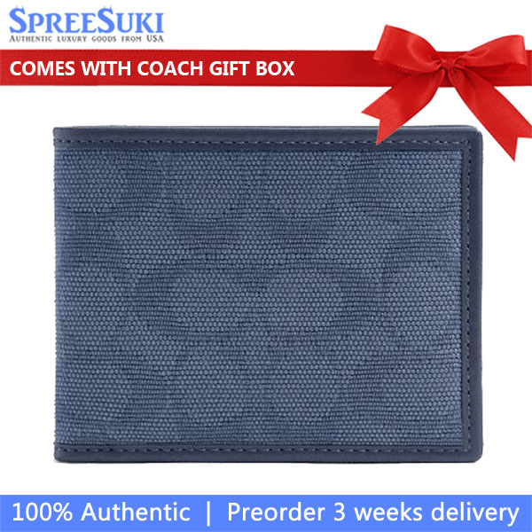 Coach Men Slim Billfold Wallet In Signature Canvas Jacquard Washed Chambray # CU888