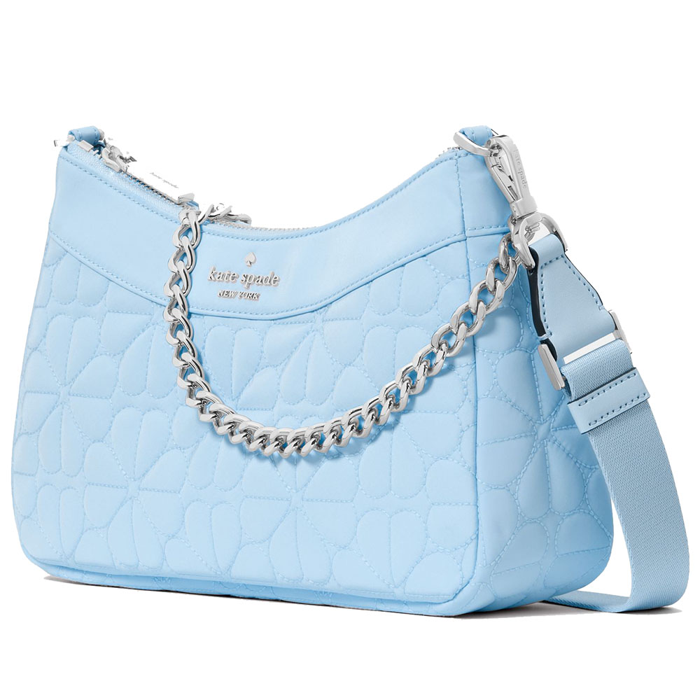 Kate Spade Spade Flower Quilted Fabric Convertible Crossbody Montauk Blue # KK077