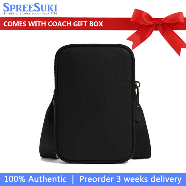 Coach Crossbody Bag Sling Aden Pebble Leather Black # CS044