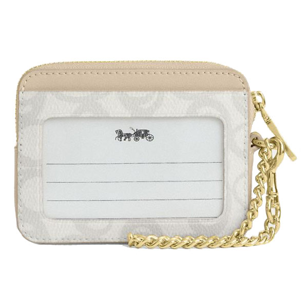 Coach Zip Card Case In Sketch Signature Canvas Ivory # CBL78