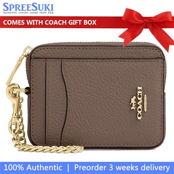 Coach Zip Card Case Dark Stone # 6303