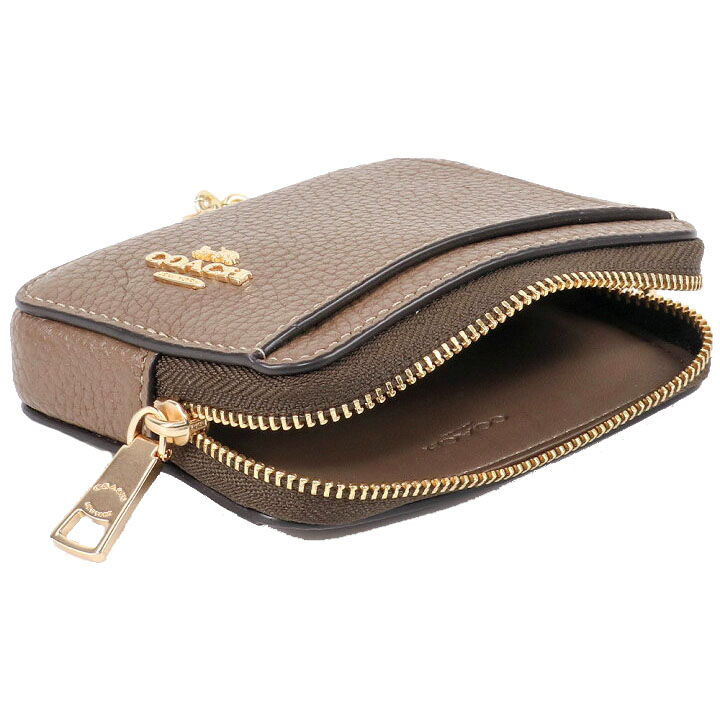 Coach Zip Card Case Dark Stone # 6303