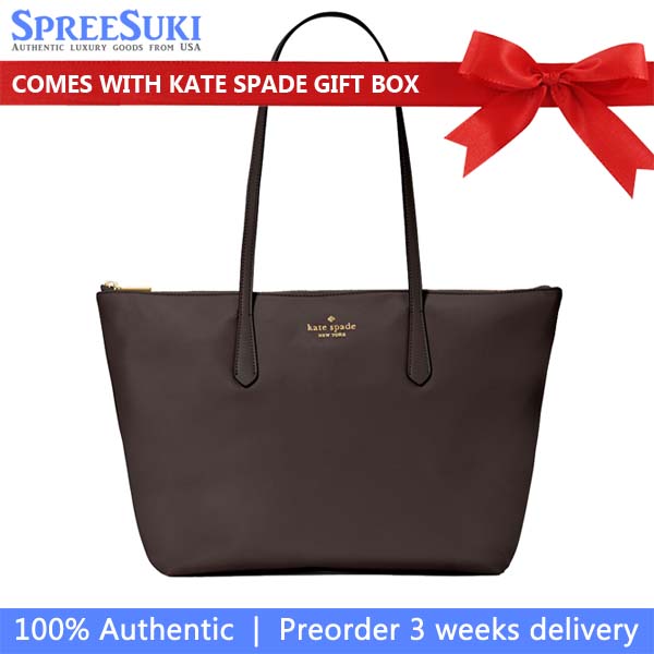 Kate Spade Kitt Nylon Medium Tote Hot Fudge # KC455