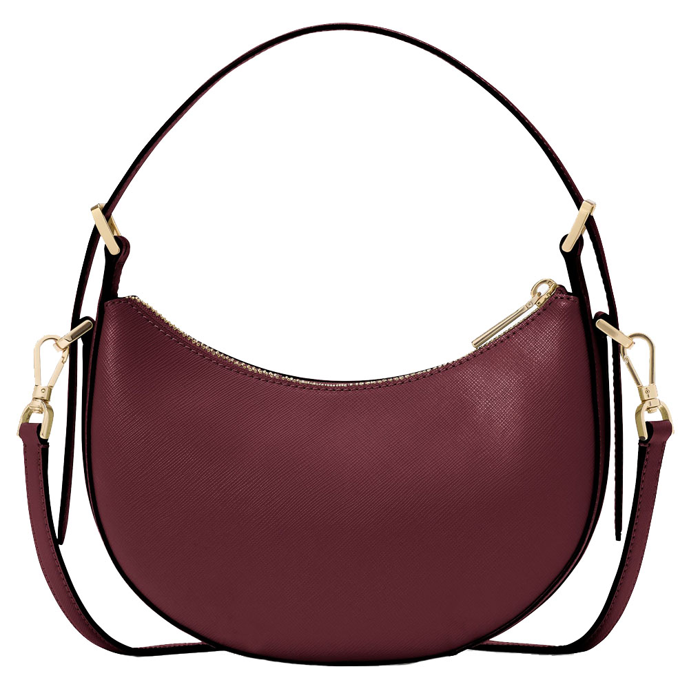 Kate Spade Madison Floral Applique Crescent Shoulder Bag Dark Merlot # KL938