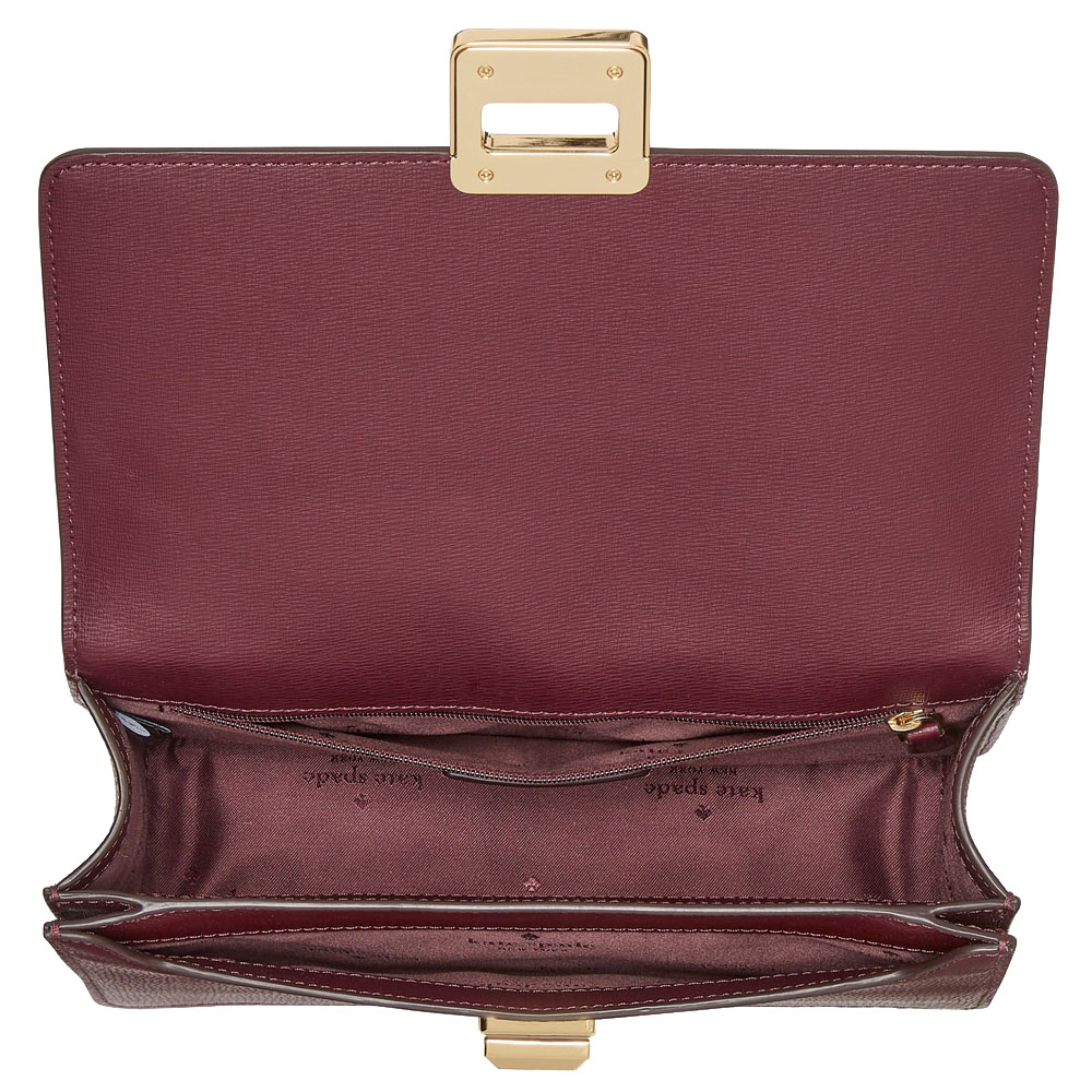 Kate Spade Spade Flower Embroidered Flap Shoulder Bag Dark Merlot # KM153