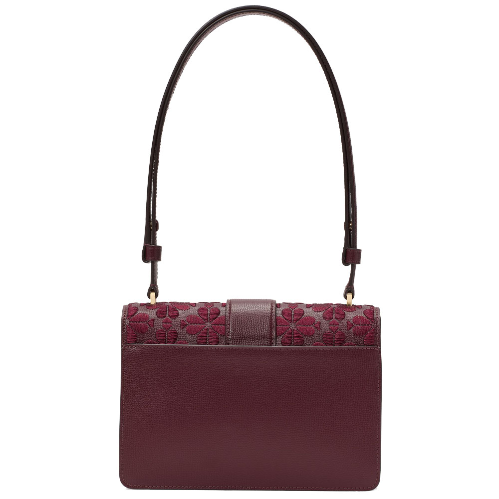 Kate Spade Spade Flower Embroidered Flap Shoulder Bag Dark Merlot # KM153
