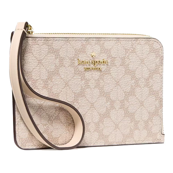Kate Spade Small Wristlet Lucy Spade Flower Small Lzip Wristlet Dark Beige Multi # KM460