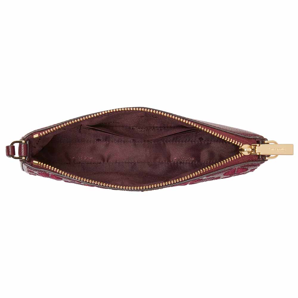 Kate Spade Spade Flower Embroidered Convertible Wristlet Dark Merlot # KL898